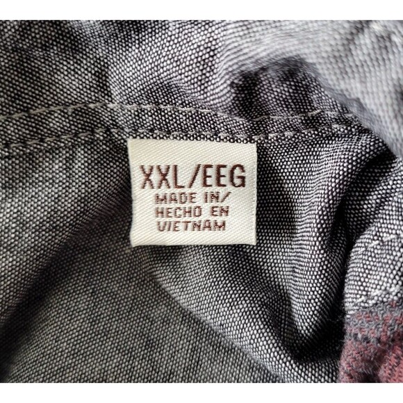 Weatherproof Vintage Men’s 2XL Flannel Shirt Gray Maroon Plaid Western Cowboy - Picture 4 of 10